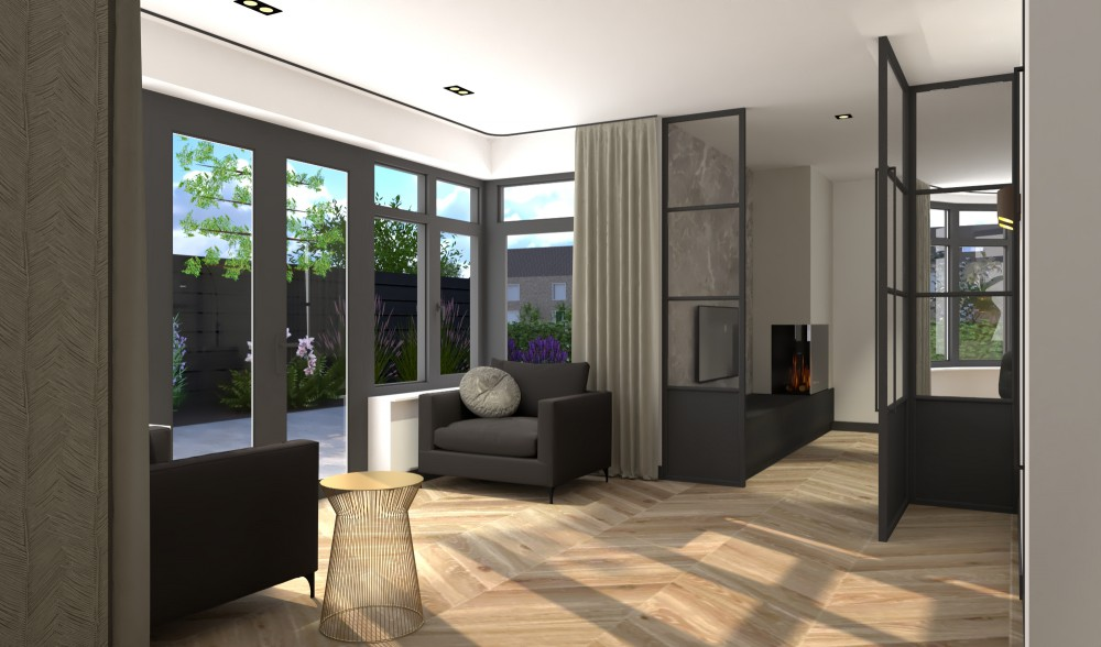 Luxe en leefbare villa Sassenheim - Woonruimte met zicht op binnenplaats