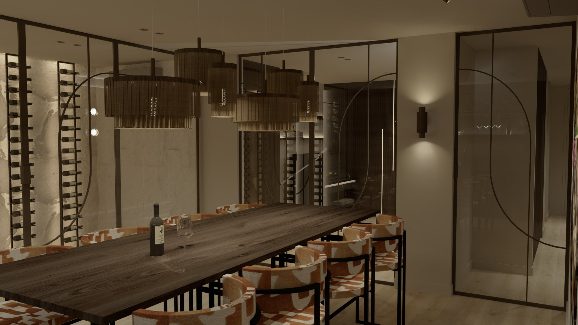 Villa met karakter De Kwakel - Wijnbar met glazen scheiding en eettafel